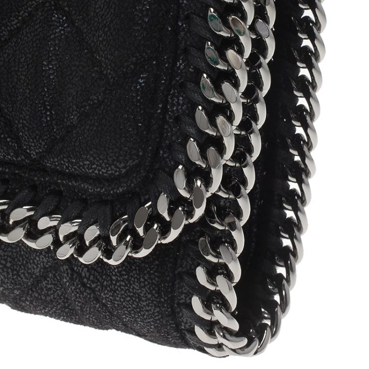 Pre Owned Stella McCartney Black Quilted Faux Leather Falabella Shaggy Deer Flap Bag