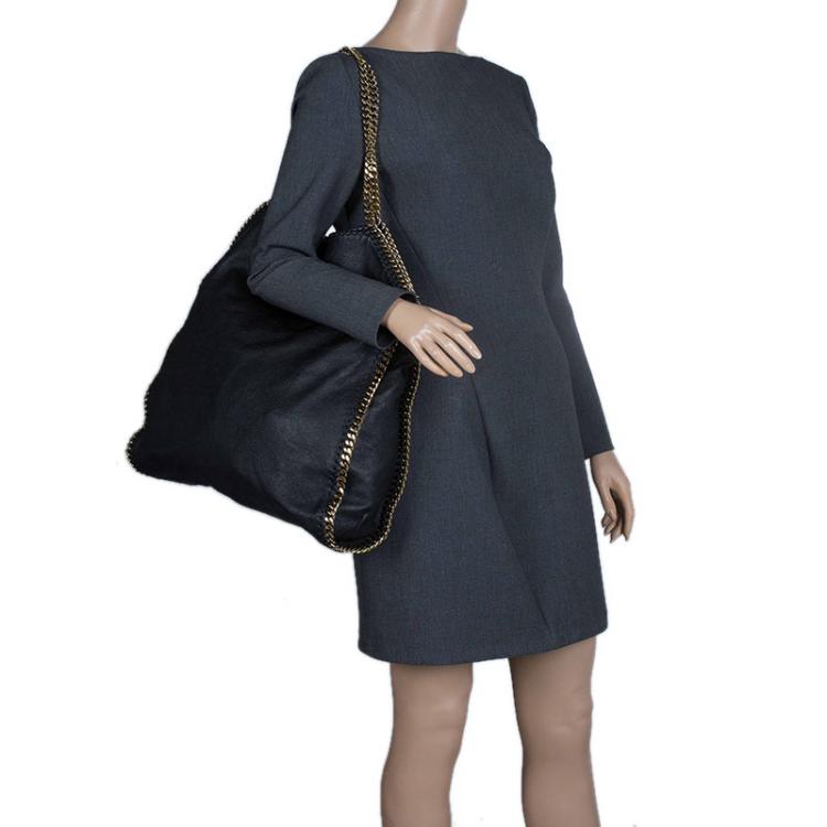 Pre Owned Stella McCartney Black Faux Leather Large Falabella Tote