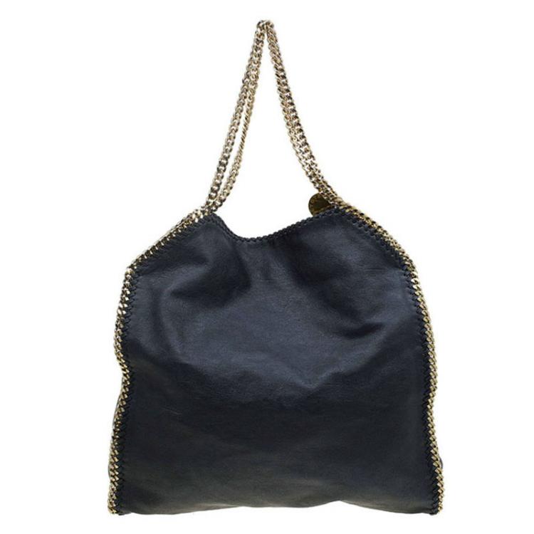 Pre Owned Stella McCartney Black Faux Leather Large Falabella Tote
