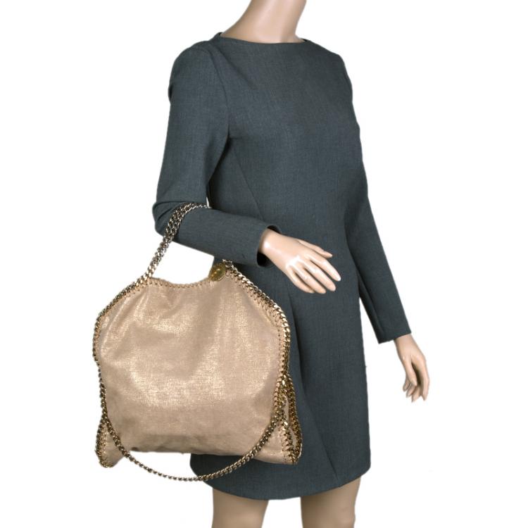 Pre Owned Stella McCartney Gold Faux Suede Small Falabella Tote