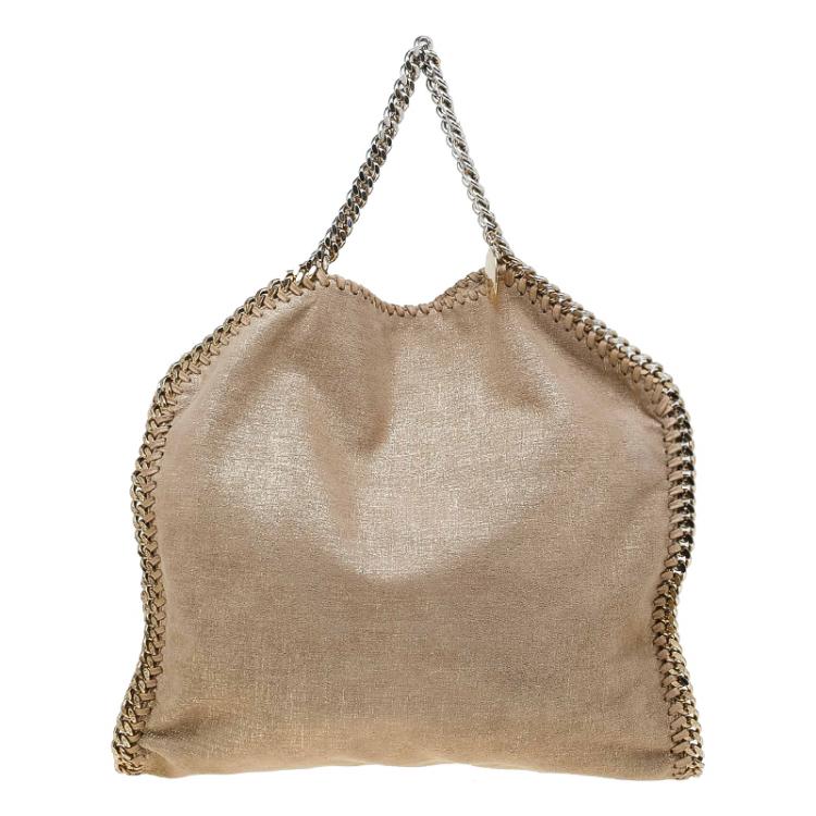 Pre Owned Stella McCartney Gold Faux Suede Small Falabella Tote