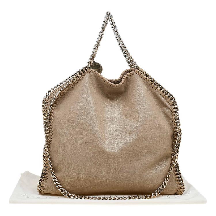 Pre Owned Stella McCartney Gold Faux Suede Small Falabella Tote