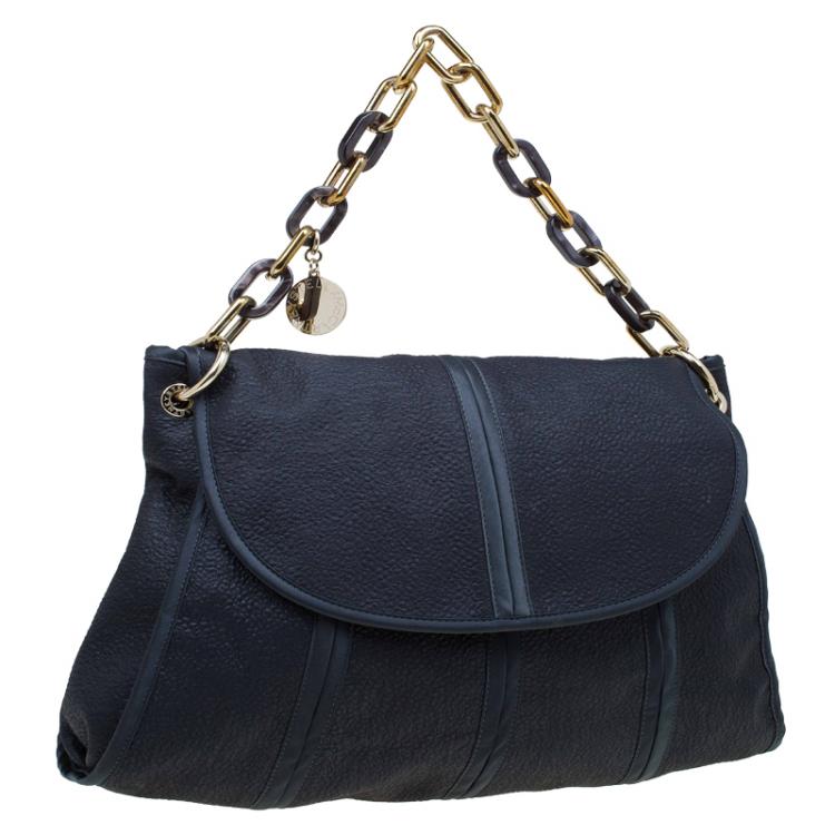 Pre Owned Stella McCartney Black Fabric Flap Shoulder Bag