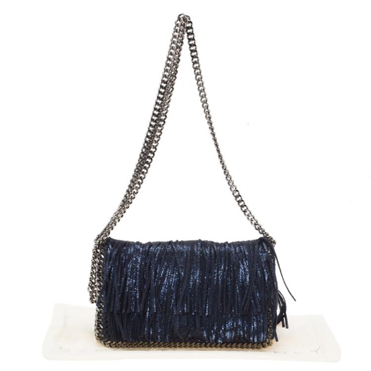 مملوكة مسبقًا Stella McCartney Metallic Blue Faux Leather Falabella Crossbody Bag