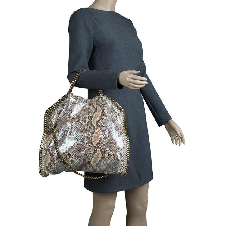 Pre Owned Stella McCartney Metallic Python Faux Leather Small Falabella Tote