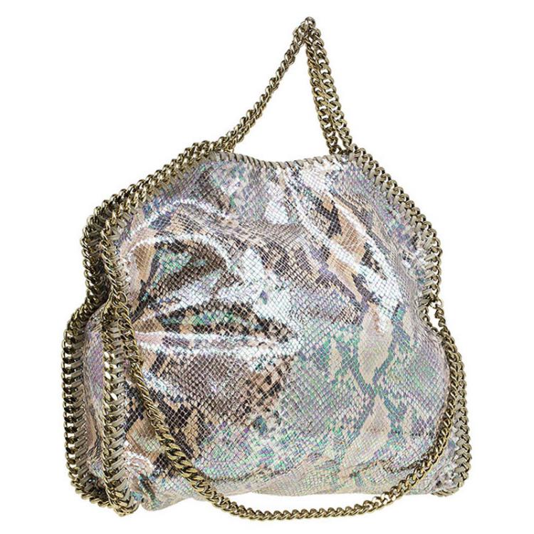 Pre Owned Stella McCartney Metallic Python Faux Leather Small Falabella Tote