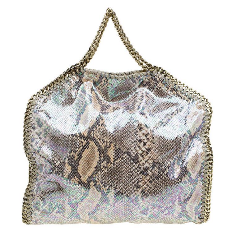 Pre Owned Stella McCartney Metallic Python Faux Leather Small Falabella Tote