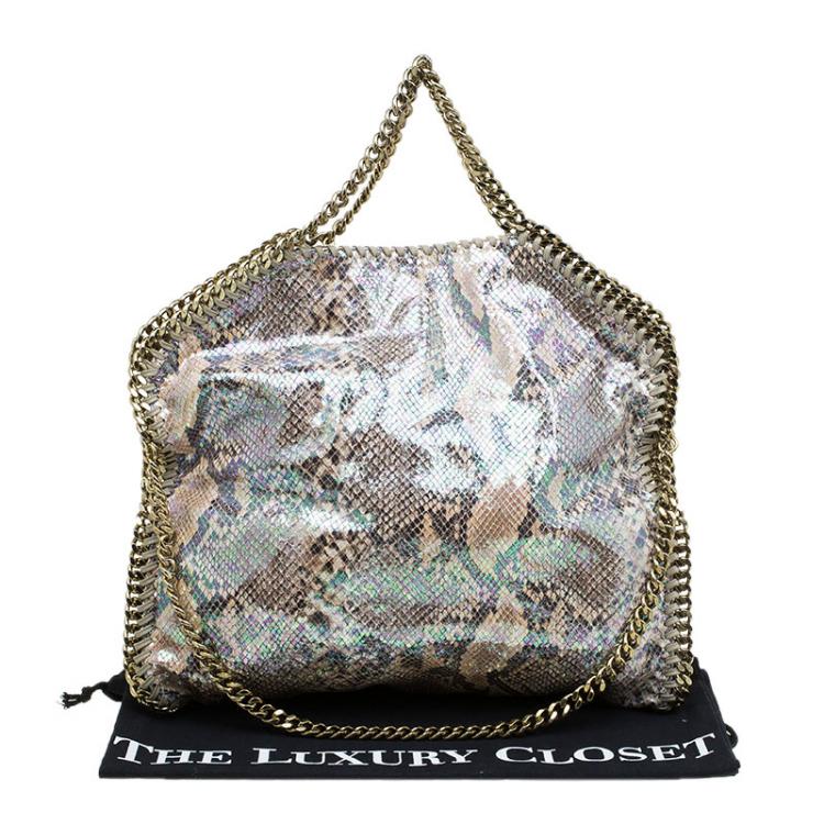 Pre Owned Stella McCartney Metallic Python Faux Leather Small Falabella Tote