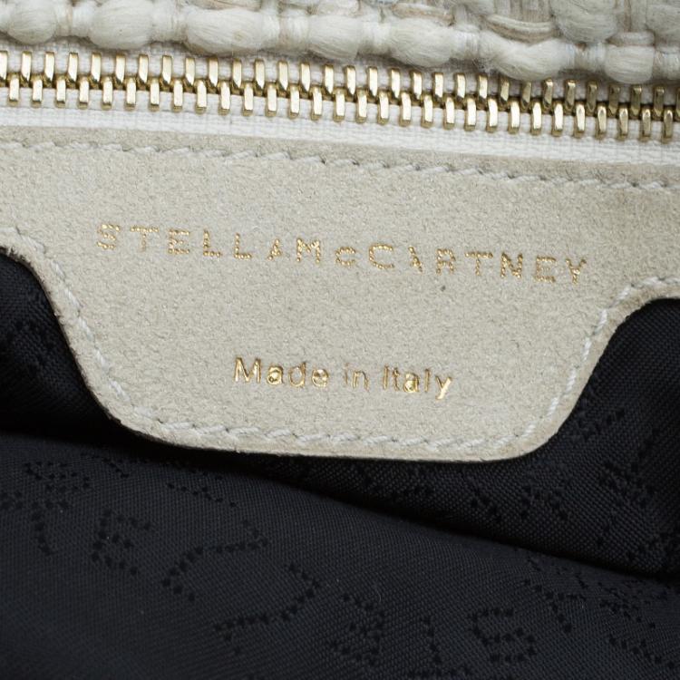 Pre Owned Stella McCartney Beige Woven Glitter Fabric Small Falabella Tote