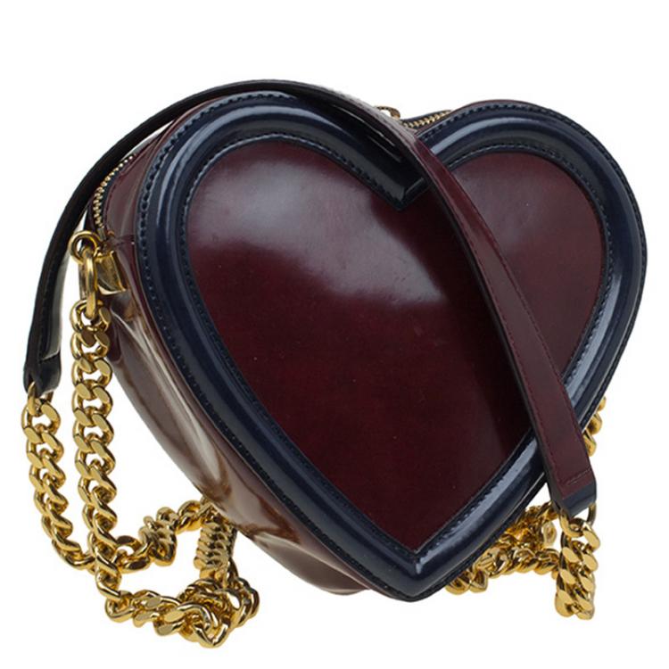 Pre Owned Stella McCartney Burgundy/Black Faux Leather Sailor Heart Crossbody Bag