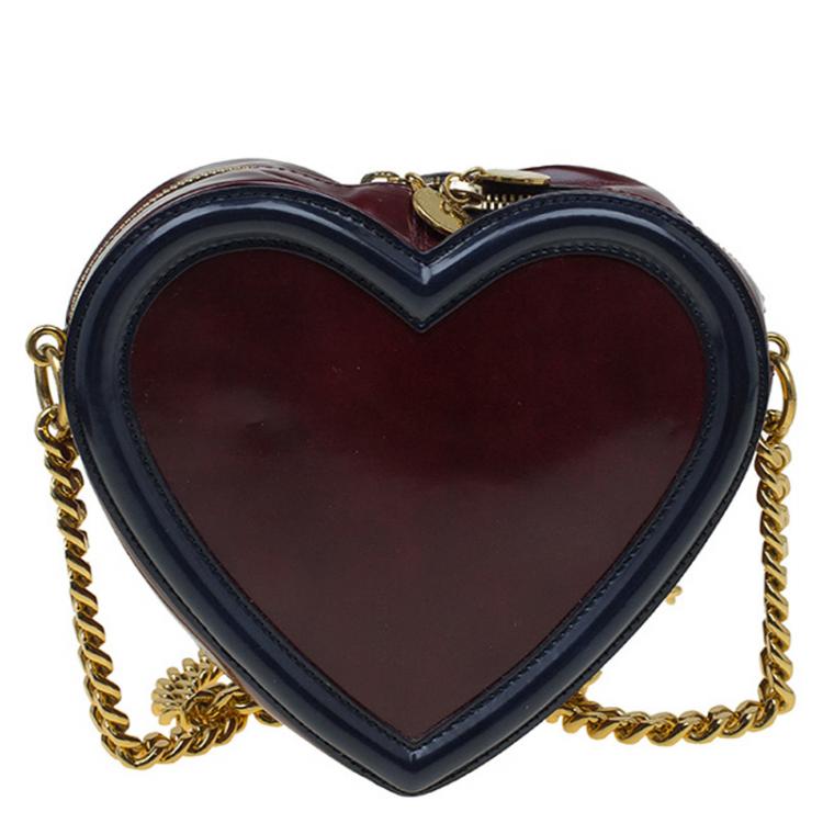 Pre Owned Stella McCartney Burgundy/Black Faux Leather Sailor Heart Crossbody Bag