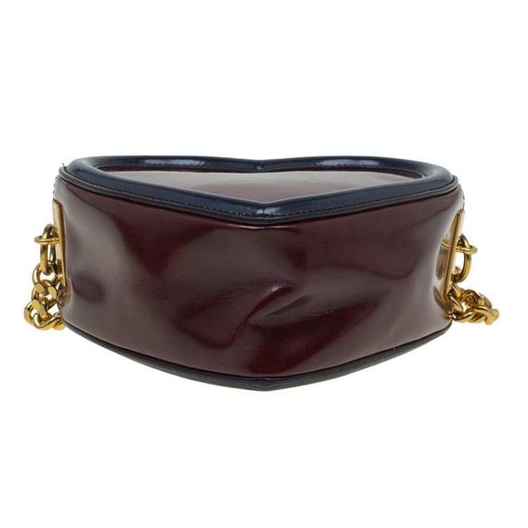 Pre Owned Stella McCartney Burgundy/Black Faux Leather Sailor Heart Crossbody Bag