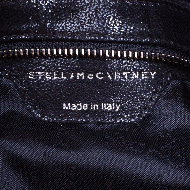 Pre Owned Stella McCartney Black Faux Leather Crystal Embellished Foldover Clutch