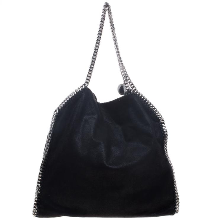 Pre Owned Stella McCartney Black Faux Leather Falabella Tote