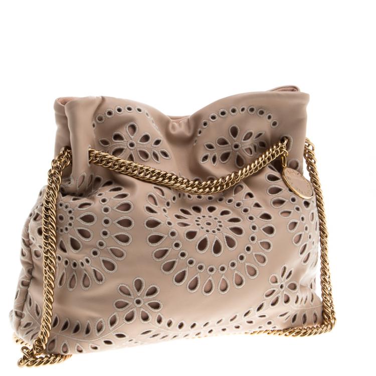 Pre Owned Stella McCartney Beige Faux Leather Eyelet Noma Bucket Bag