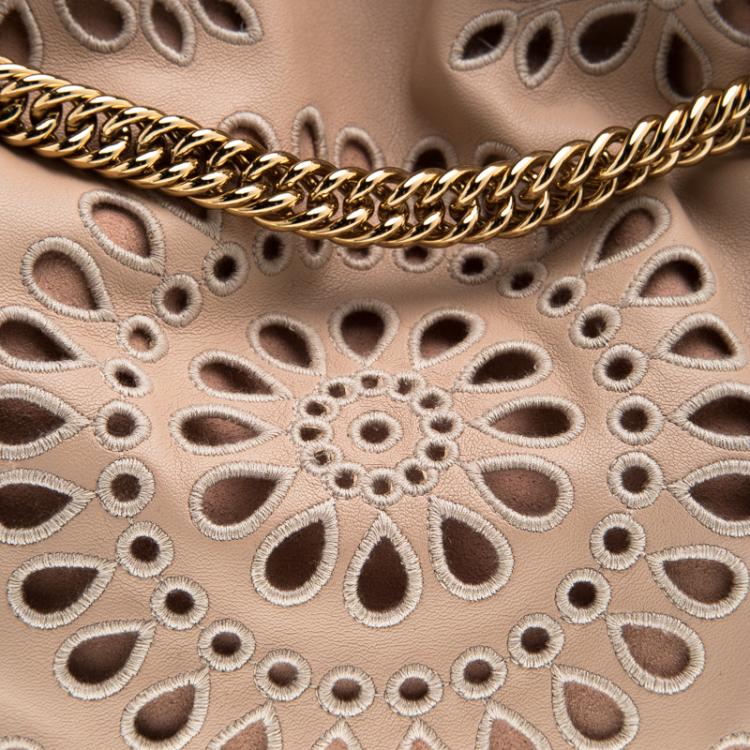 Pre Owned Stella McCartney Beige Faux Leather Eyelet Noma Bucket Bag