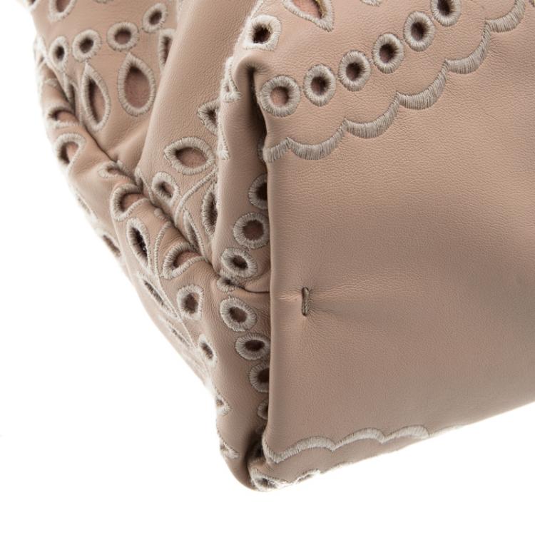 Pre Owned Stella McCartney Beige Faux Leather Eyelet Noma Bucket Bag