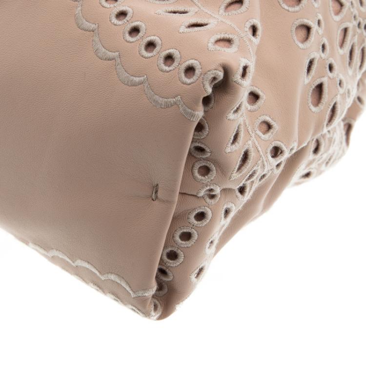 Pre Owned Stella McCartney Beige Faux Leather Eyelet Noma Bucket Bag