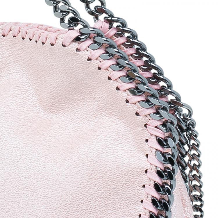 Pre Owned Stella McCartney Metallic Pink Faux Leather Mini Falabella Tote Bag