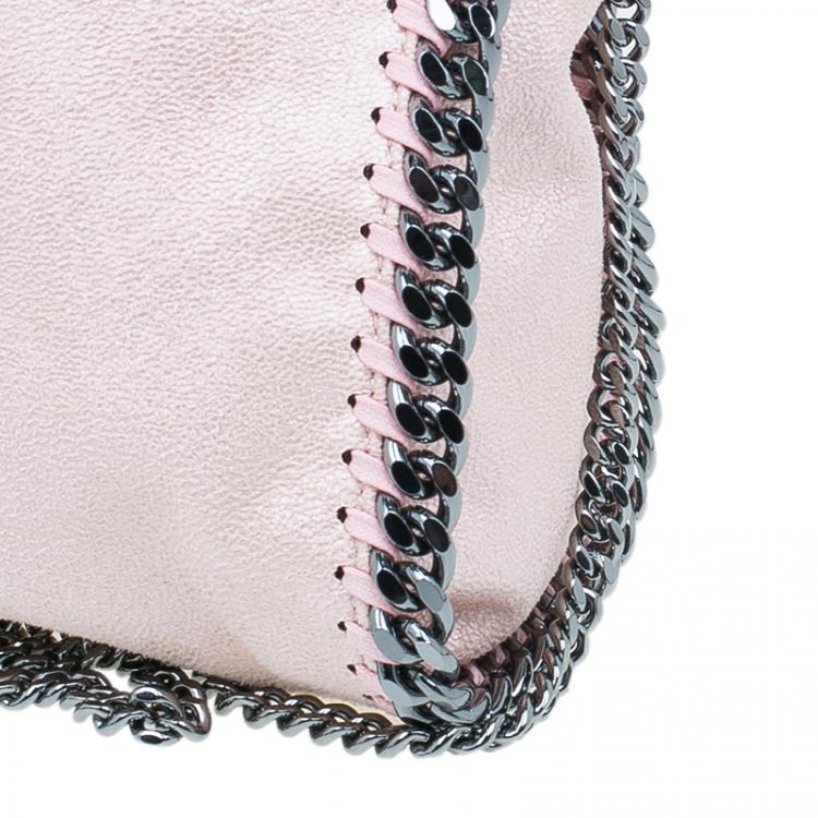 Pre Owned Stella McCartney Metallic Pink Faux Leather Mini Falabella Tote Bag