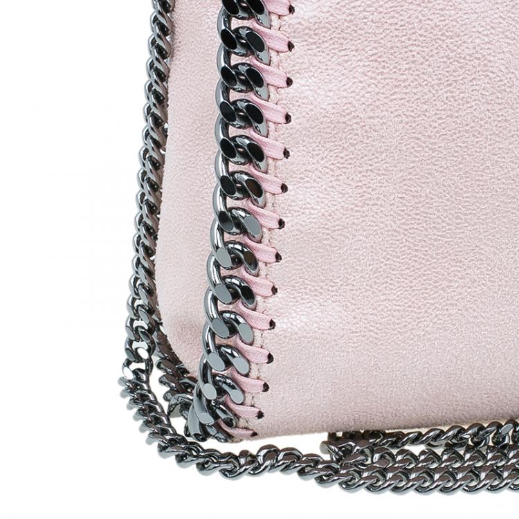 Pre Owned Stella McCartney Metallic Pink Faux Leather Mini Falabella Tote Bag
