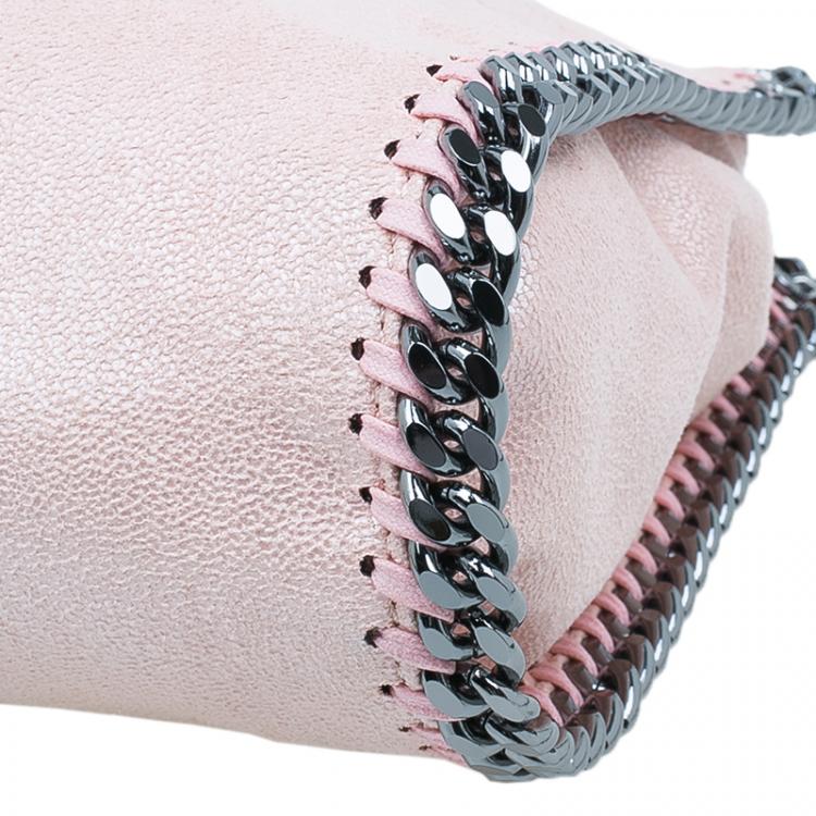 Pre Owned Stella McCartney Metallic Pink Faux Leather Mini Falabella Tote Bag