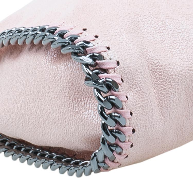 Pre Owned Stella McCartney Metallic Pink Faux Leather Mini Falabella Tote Bag