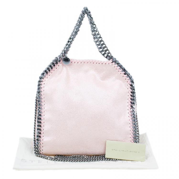 Pre Owned Stella McCartney Metallic Pink Faux Leather Mini Falabella Tote Bag