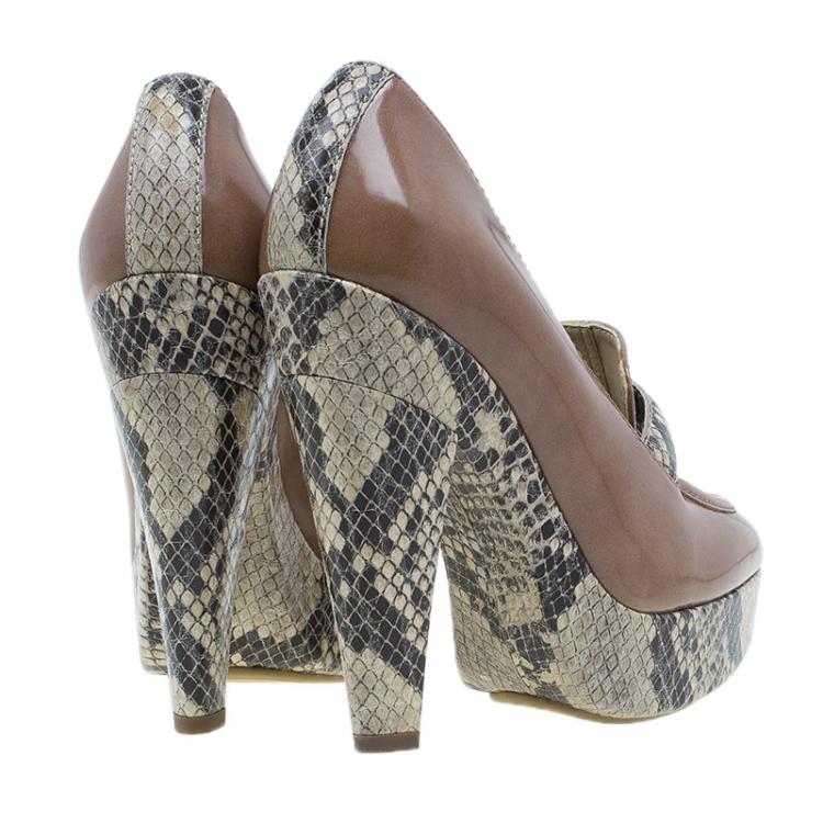 Pre Owned Stella McCartney Brown Python and Leather Pumps Size 36