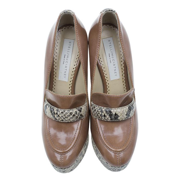 Pre Owned Stella McCartney Brown Python and Leather Pumps Size 36