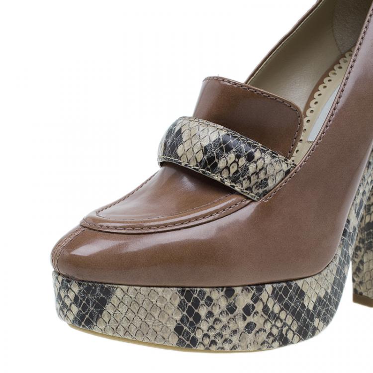 Pre Owned Stella McCartney Brown Python and Leather Pumps Size 36