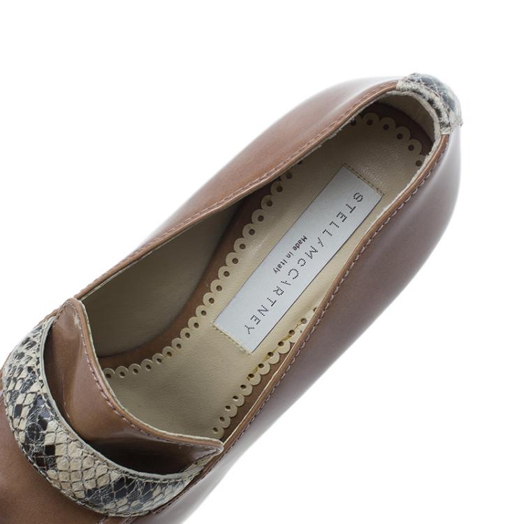 Pre Owned Stella McCartney Brown Python and Leather Pumps Size 36