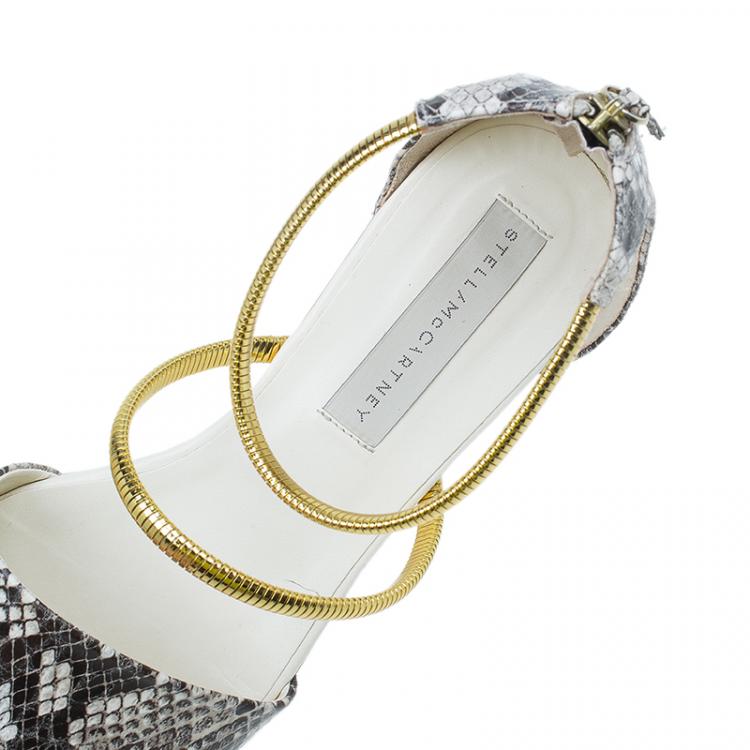 Pre Owned Stella McCartney Faux Python Chain Detail Flat Sandals Size 38.5