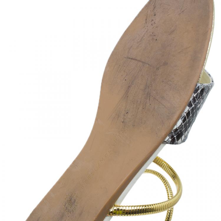 Pre Owned Stella McCartney Faux Python Chain Detail Flat Sandals Size 38.5