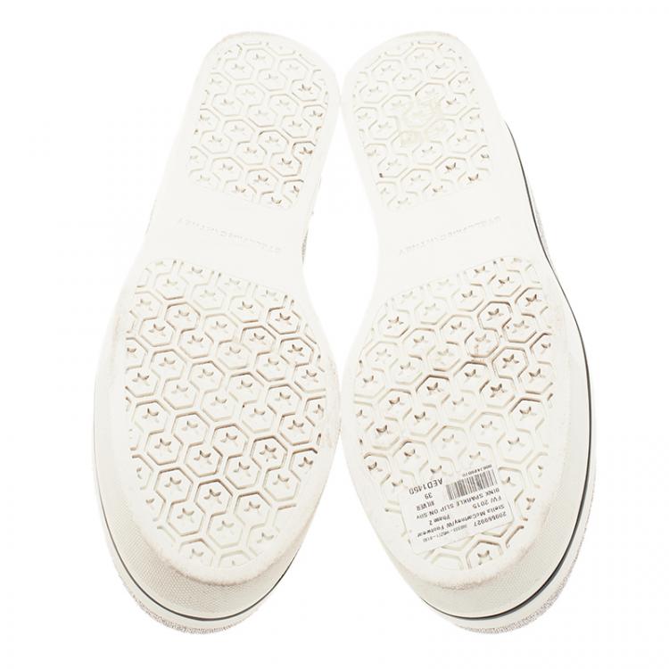 Pre Owned Stella McCartney Silver Glitter Binx Platform Slip On Skate Shoes Size 39