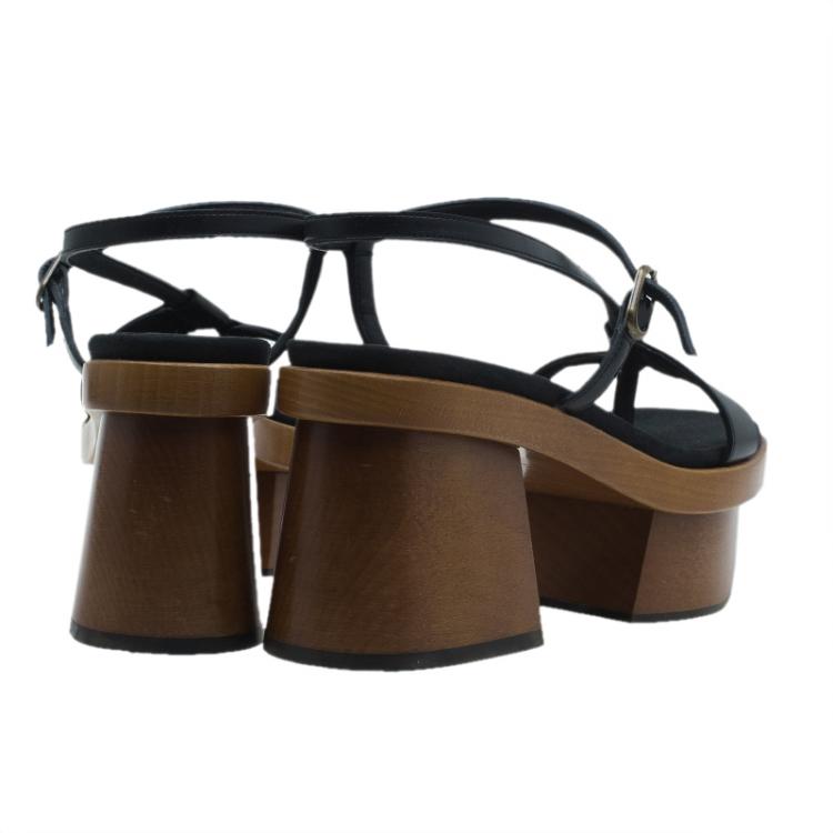 Pre Owned Stella McCartney Black Leather Altea Platform Sandals Size 36