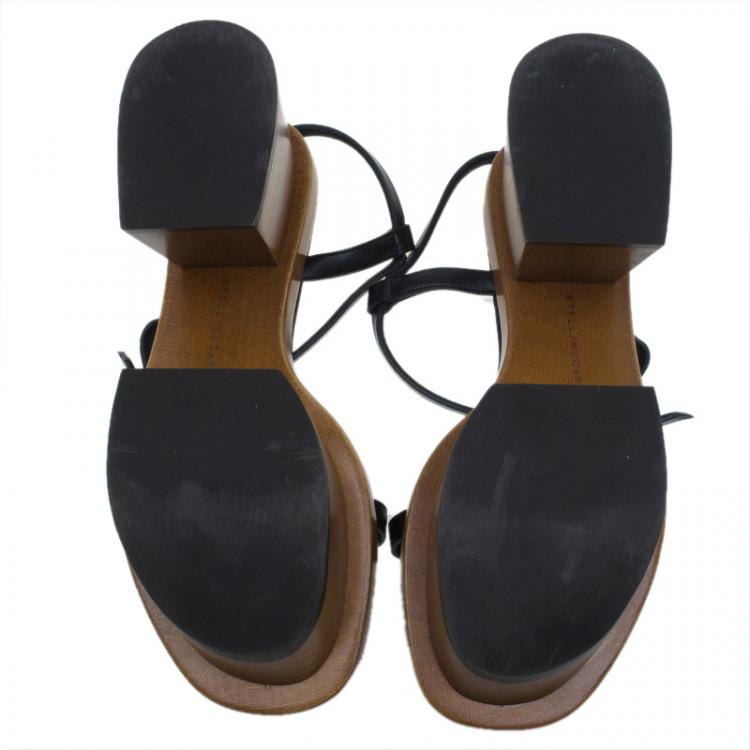 Pre Owned Stella McCartney Black Leather Altea Platform Sandals Size 36