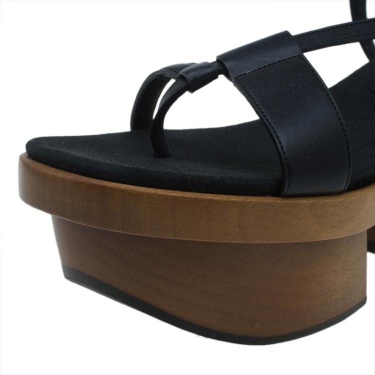 Pre Owned Stella McCartney Black Leather Altea Platform Sandals Size 36