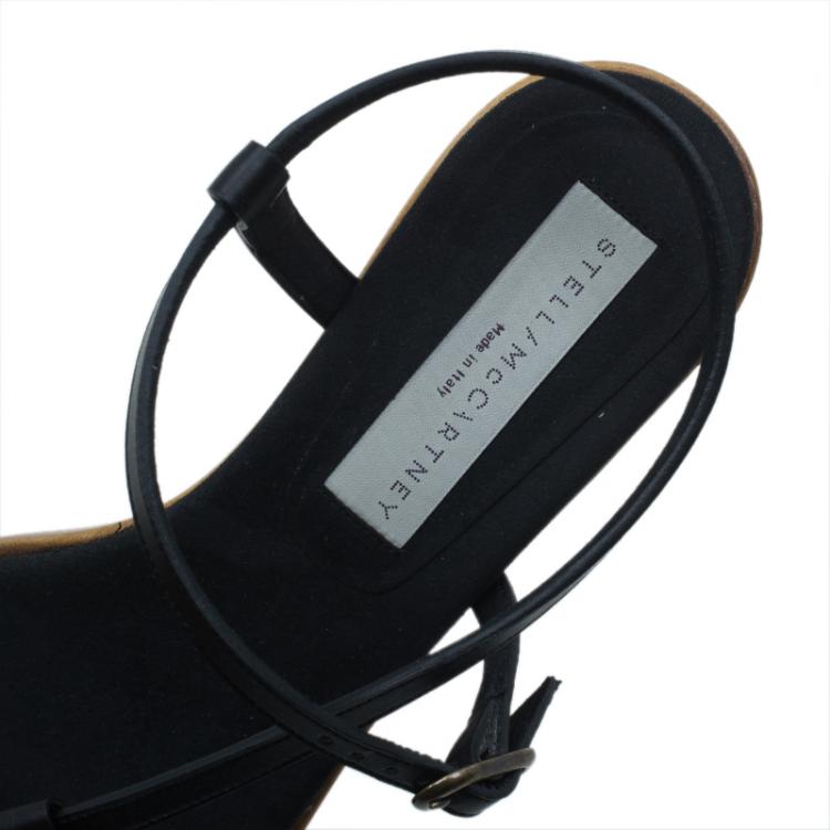 Pre Owned Stella McCartney Black Leather Altea Platform Sandals Size 36