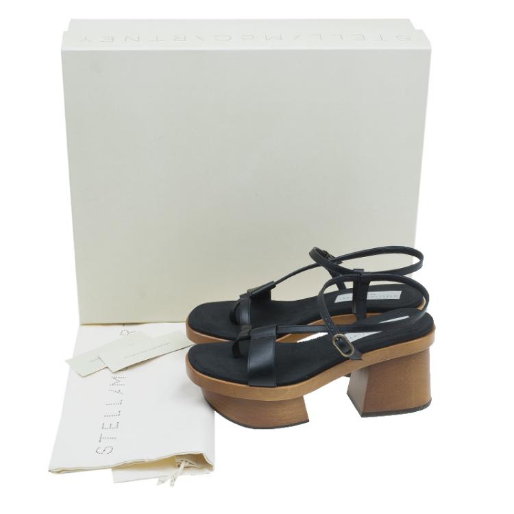Pre Owned Stella McCartney Black Leather Altea Platform Sandals Size 36