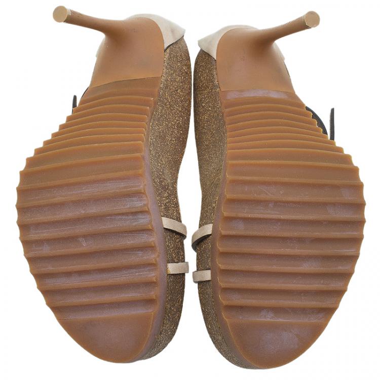 Pre Owned Stella McCartney Beige Cork Double Buckle Strap Sandals Size 38