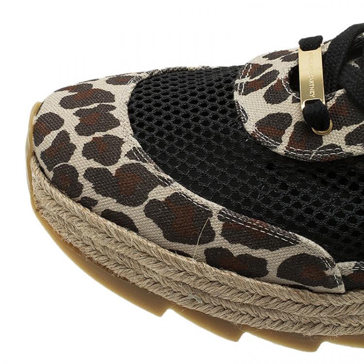 Pre Owned Stella McCartney Leopard Print Canvas and Mesh Espadrille Sneakers Size 39 