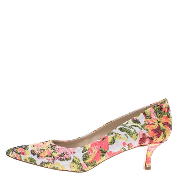 Pre Owned Stella McCartney Pink Floral Jacquard Gwen Pointed Toe Pumps Size 38.5