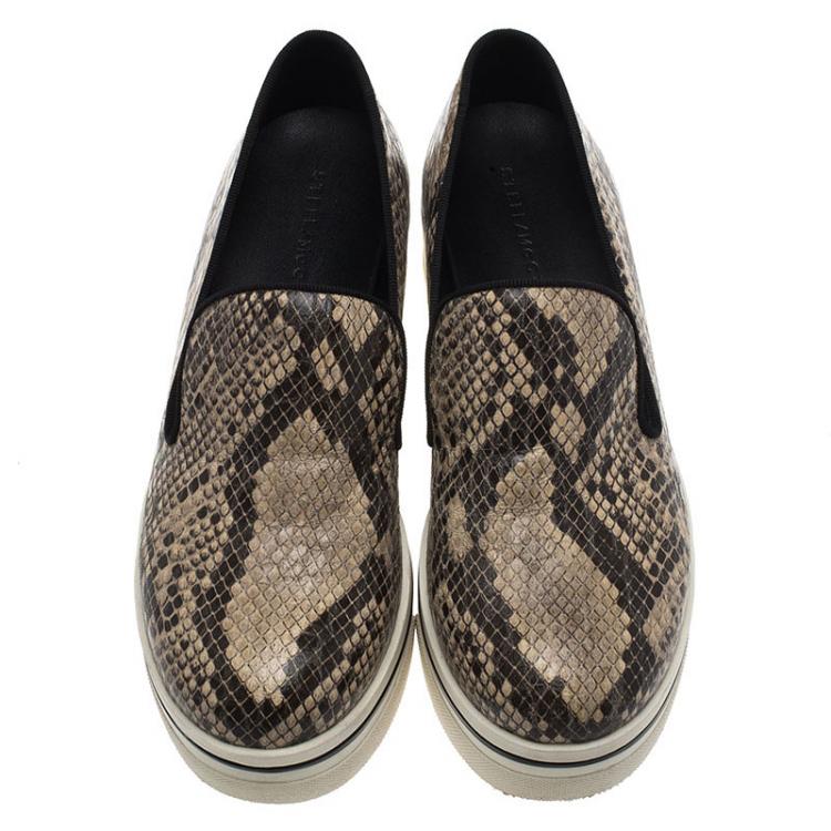 Pre Owned Stella McCartney Grey Faux Python Creeper Platform Sneakers Size 38