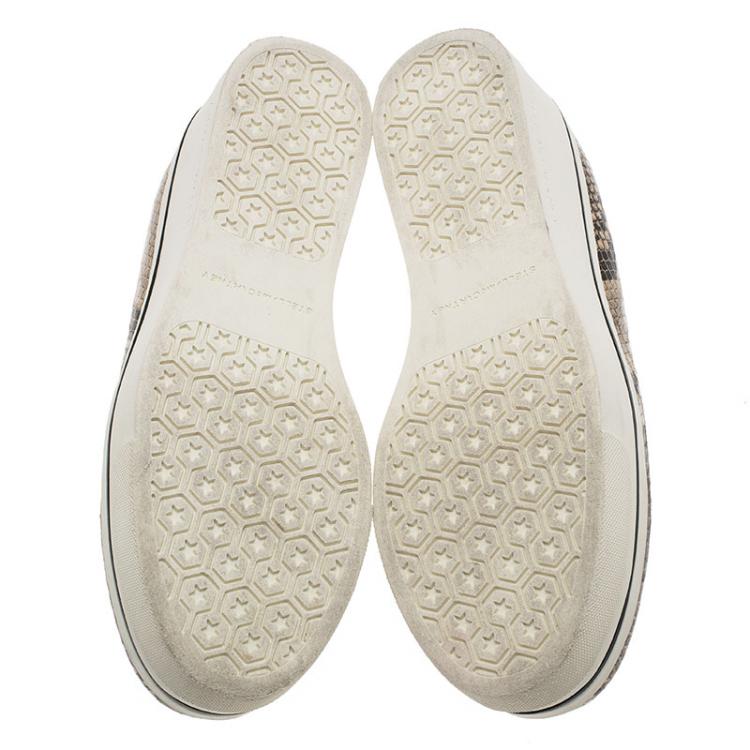 Pre Owned Stella McCartney Grey Faux Python Creeper Platform Sneakers Size 38