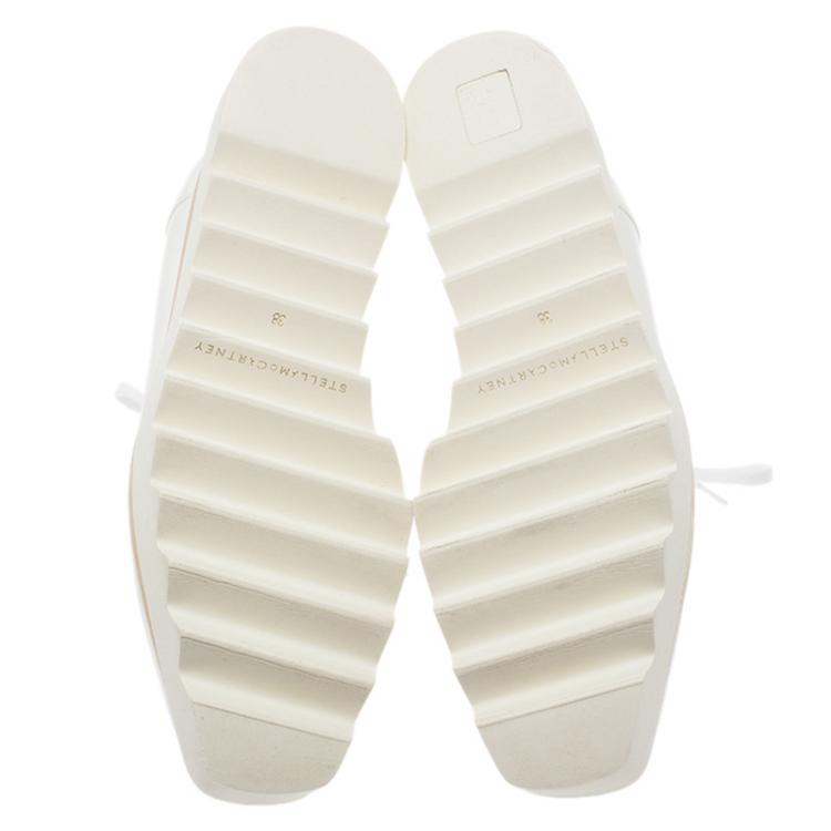 Pre Owned Stella McCartney White Faux Leather Elyse Platform Derby Size 38