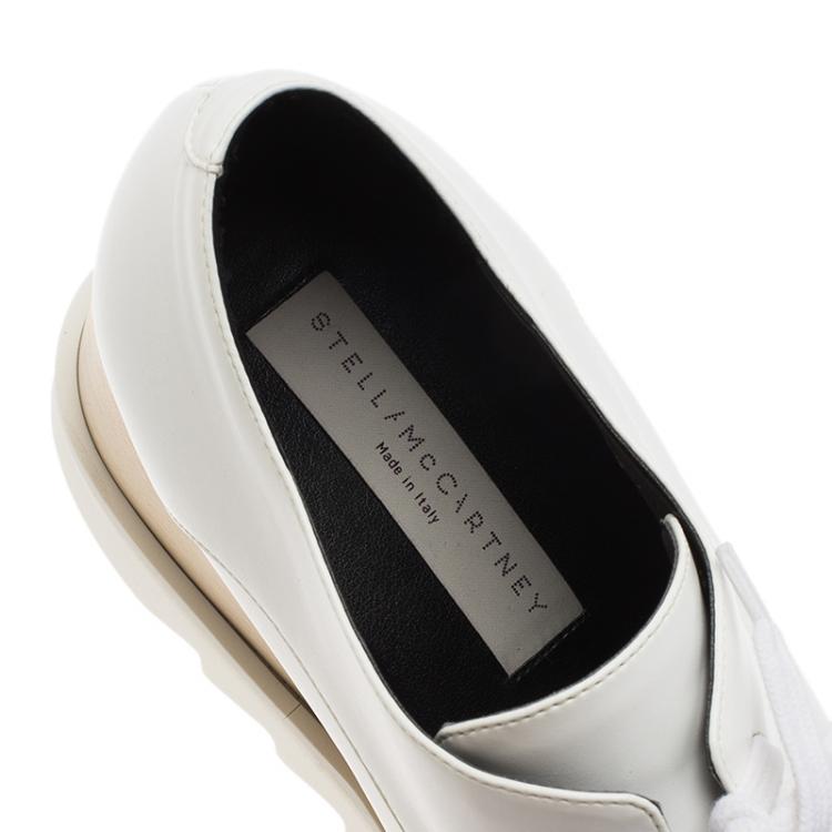Pre Owned Stella McCartney White Faux Leather Elyse Platform Derby Size 38