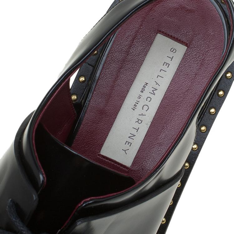 Pre Owned Stella McCartney Black Faux Leather Slingback Oxfords Size 39