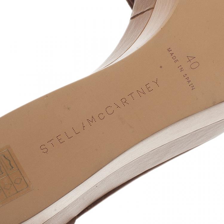 Pre Owned Stella McCartney Brown Faux Leather Lindsey Ankle Strap Wedge Sandals Size 40