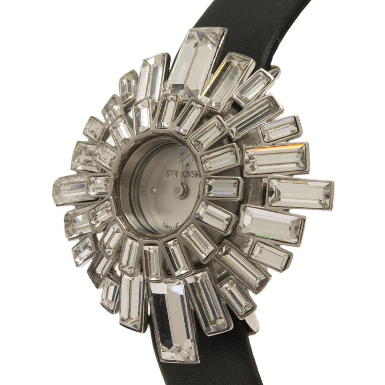Pre Owned Swarovski White Stainless Steel Crystals Shourouk  Women's Wristwatch 21MM